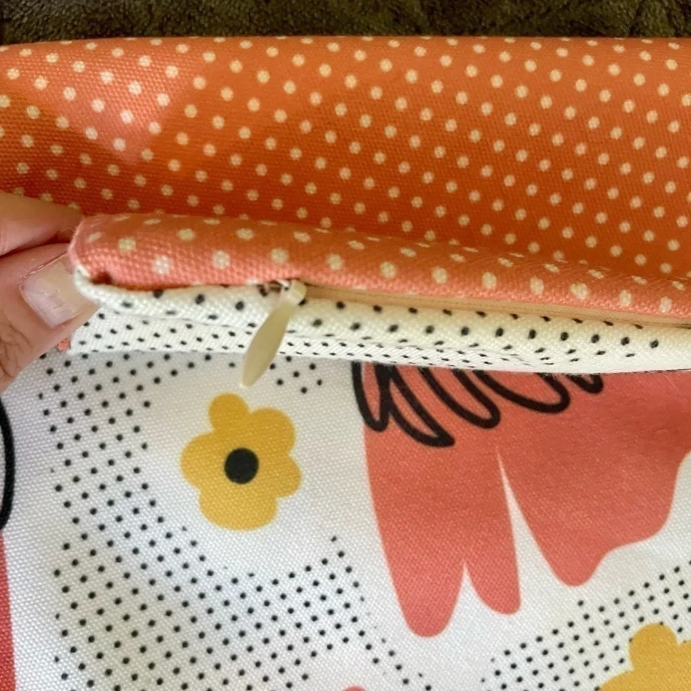 NEW Pillow Cover Case Peachy Floral Polka Dots